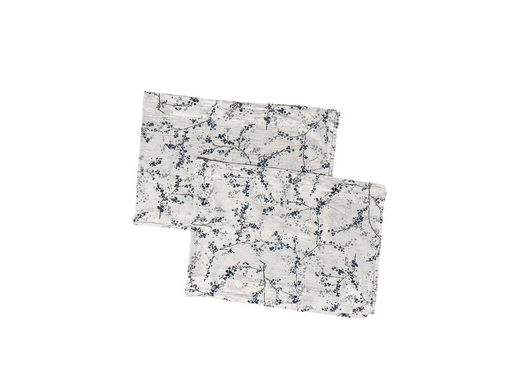 Pair of DKNY Cotton Floral Valances White Blue Gray Lightweight 2 Short Curtains